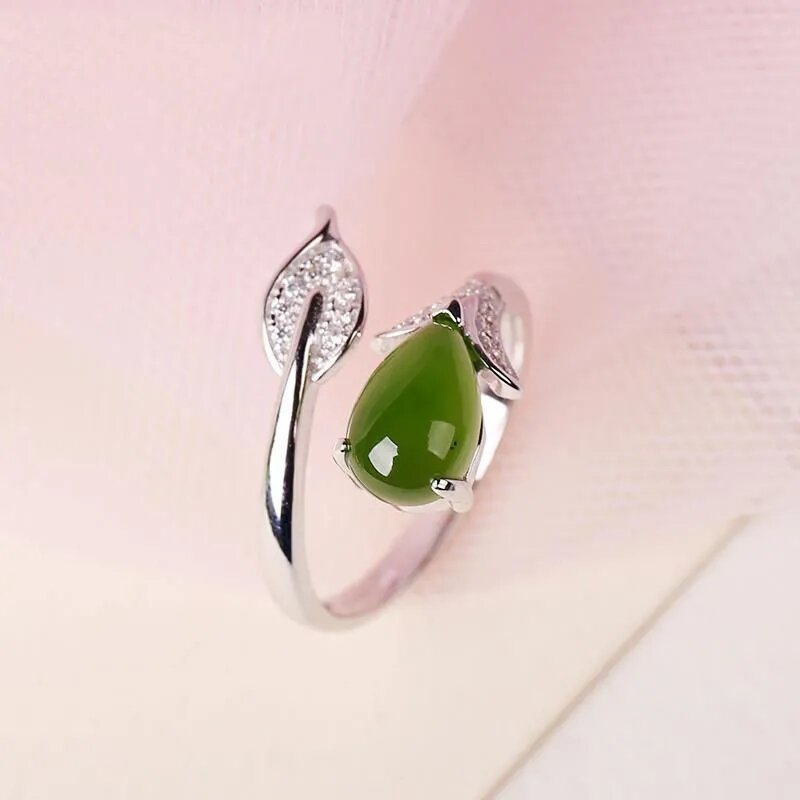 Ruili, ngọc bích, ngọc bích, ngọc bích bạc s925 kiểu nữ, nhẫn hở, quà tặng