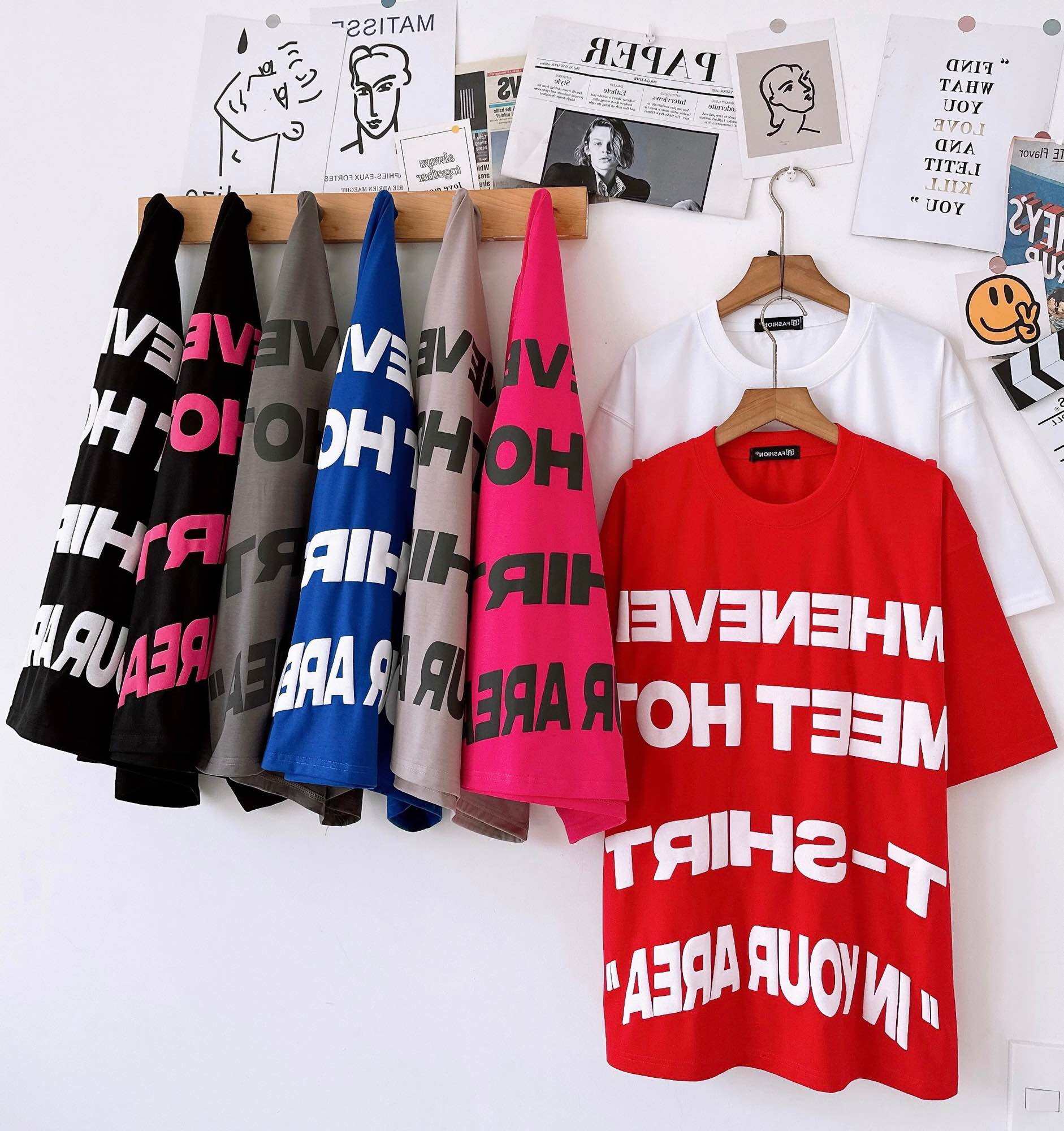 Áo thun T-SHIRT IN YOUR AREA dáng rộng mùa hè 2024