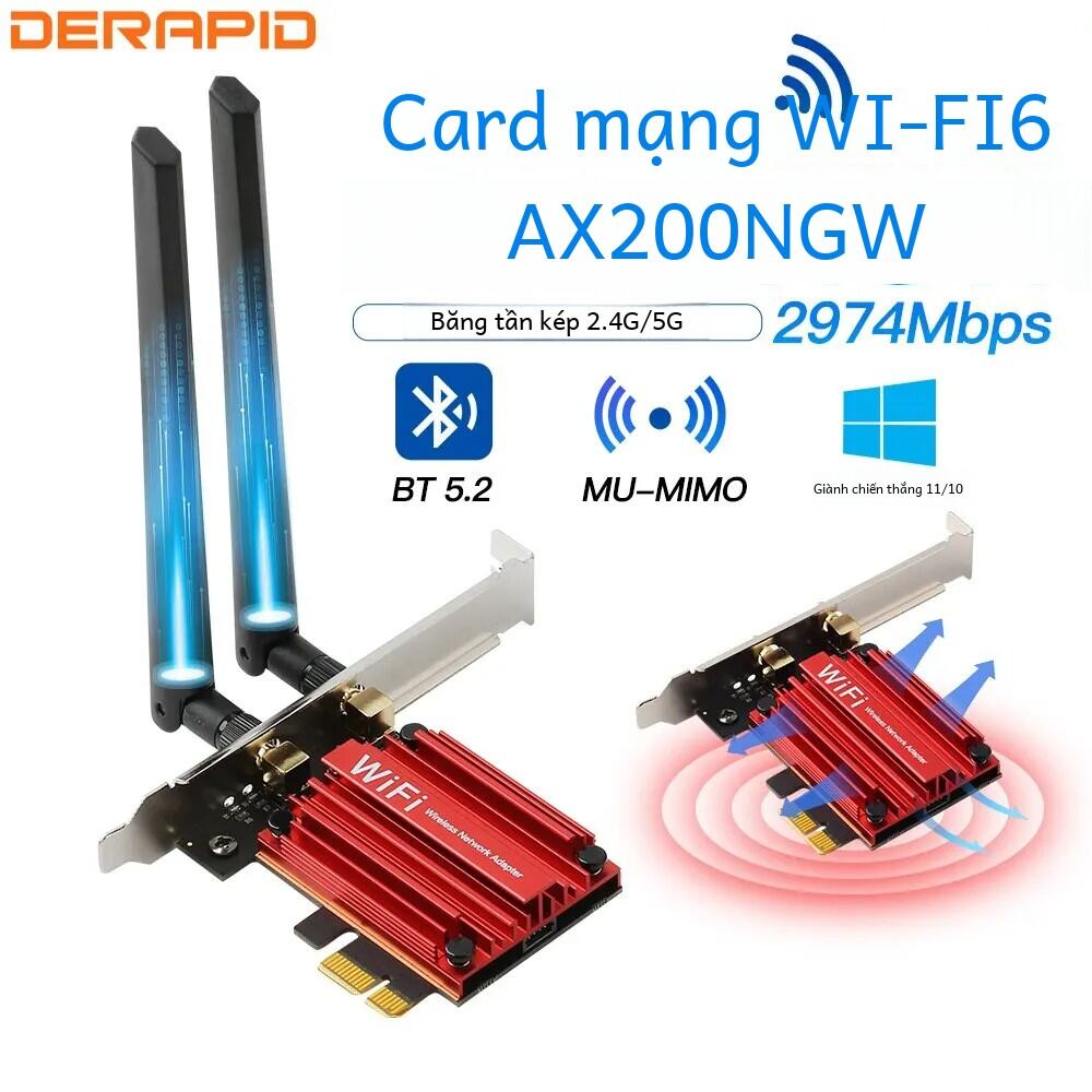 Wifi 6 ax3000 Adapter 2.4G 5g 3000Mbps Dual Band Card mạng Bluetooth 5.2 Wi-Fi Receiver Dongle cho Windows 10 11 Linux ax200