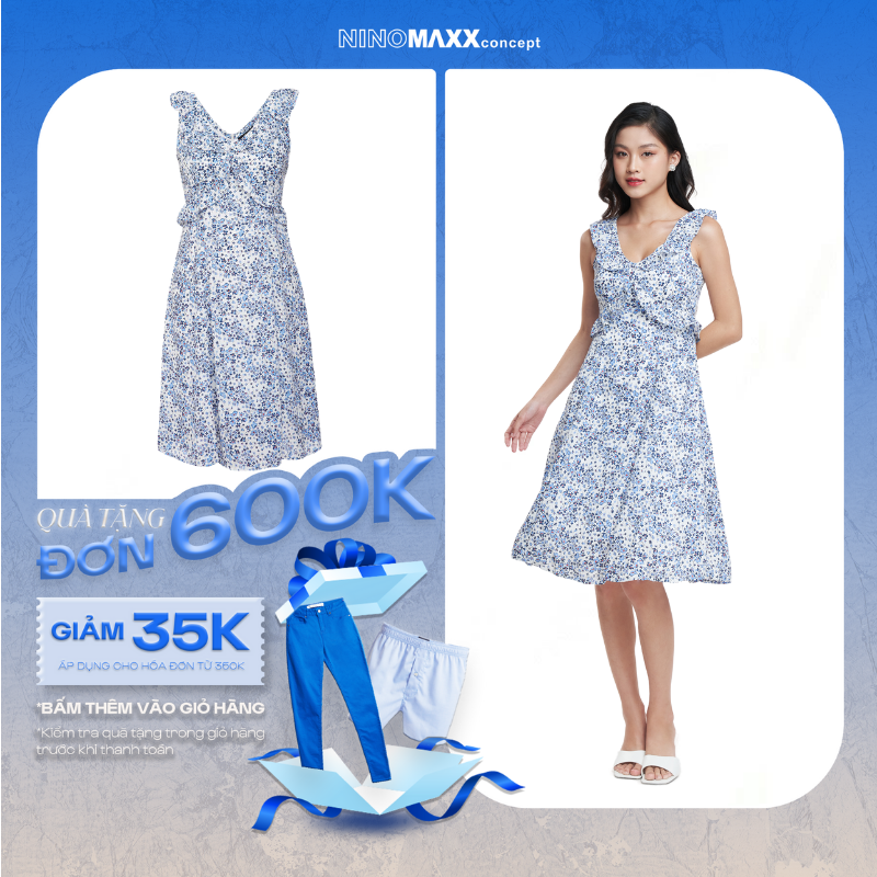 Đầm Nữ Hai Dây Dáng Xòe Hoạ Tiết Hoa N&M Thương Hiệu NINOMAXX 1905165