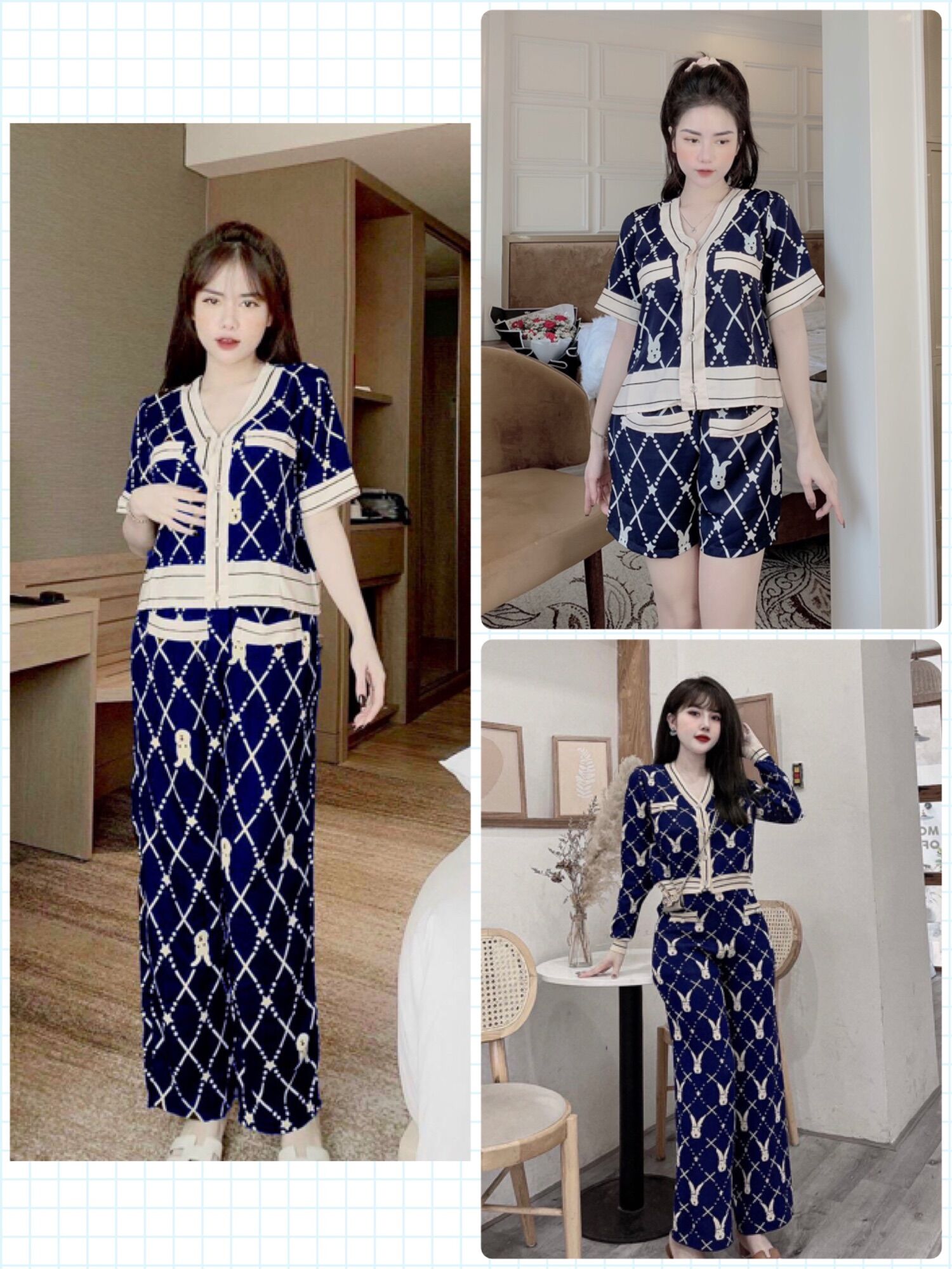 Bộ lụa mango mặc nhà tay dài size dưới 58kg