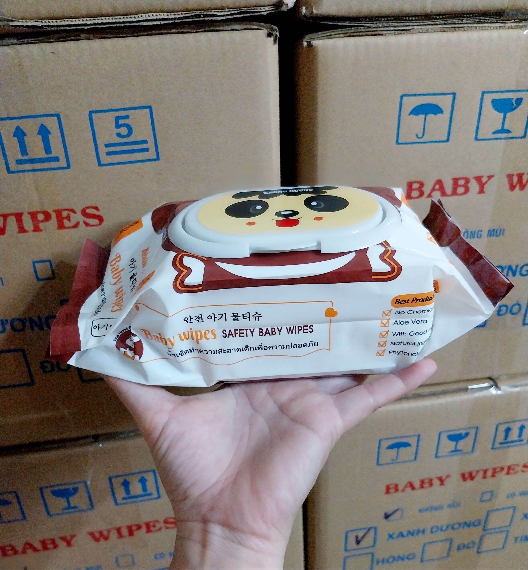 Thùng [ 10 Gói ] Khăn Ướt Gấu 650 Không Mùi Khổ Giấy Lớn