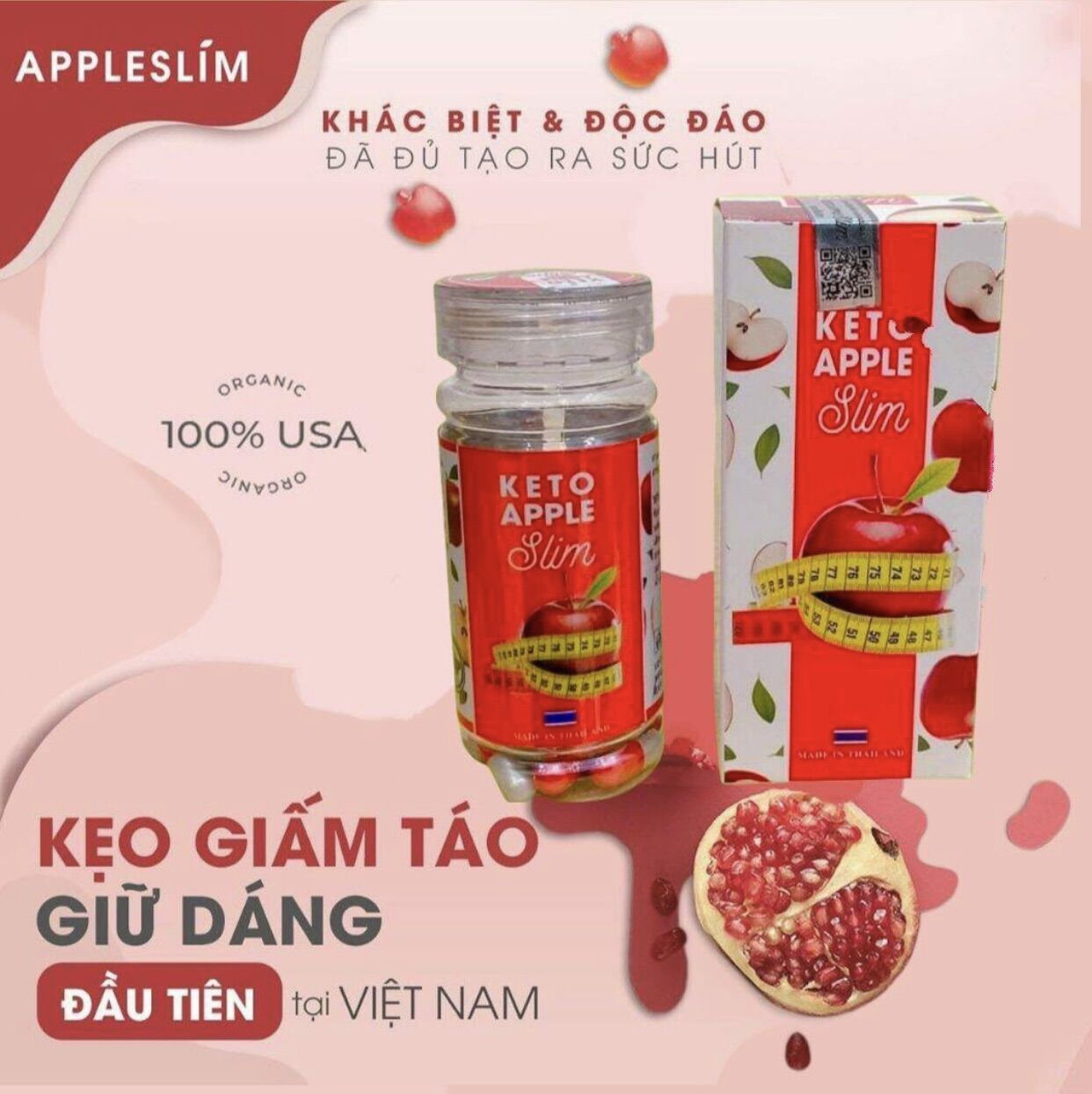 Giảm cân cấp tốc an toàn gấm táo keto appe slim thái lan giảm 4-8kg