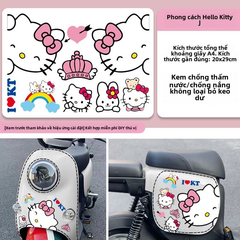 Miếng Dán Xe Điện Dễ Thương HelloKitty Cat Cow Body Scratch Cover Decal Trang Trí Cho Xe Máy Điện Ya