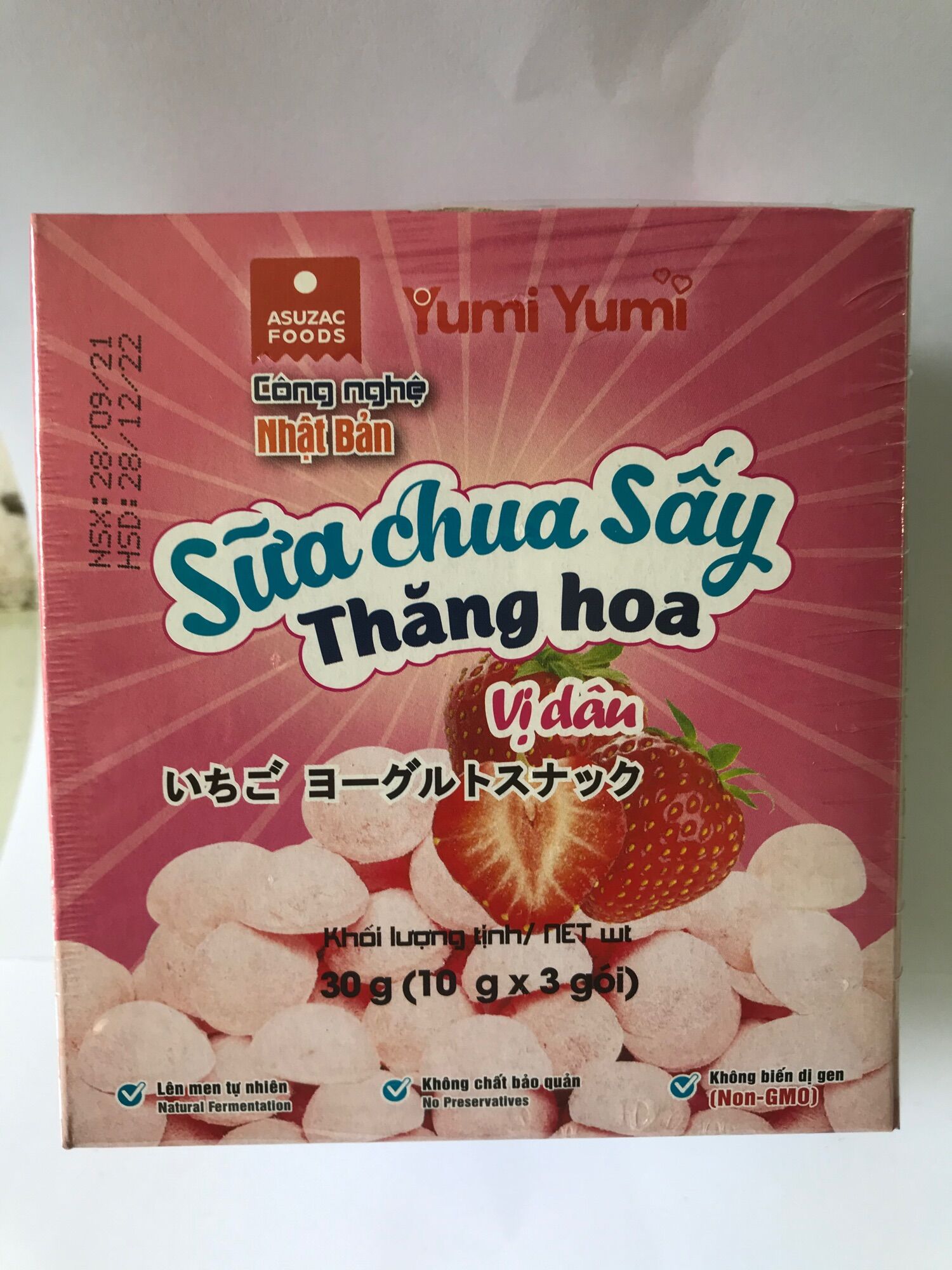 Sữa chua sấy 3 vị Yumi Yumi hộp 30 g (3 gói x 10g)