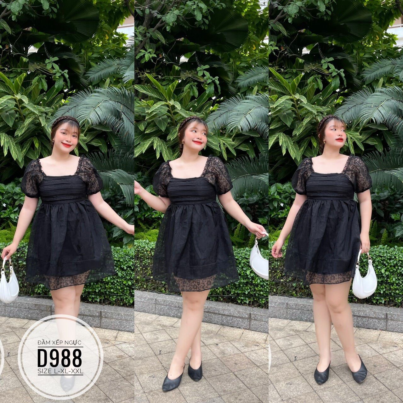 Bigsize 60- 90kg ĐẦM XẾP NGỰC D988 ( Ảnh Thật)