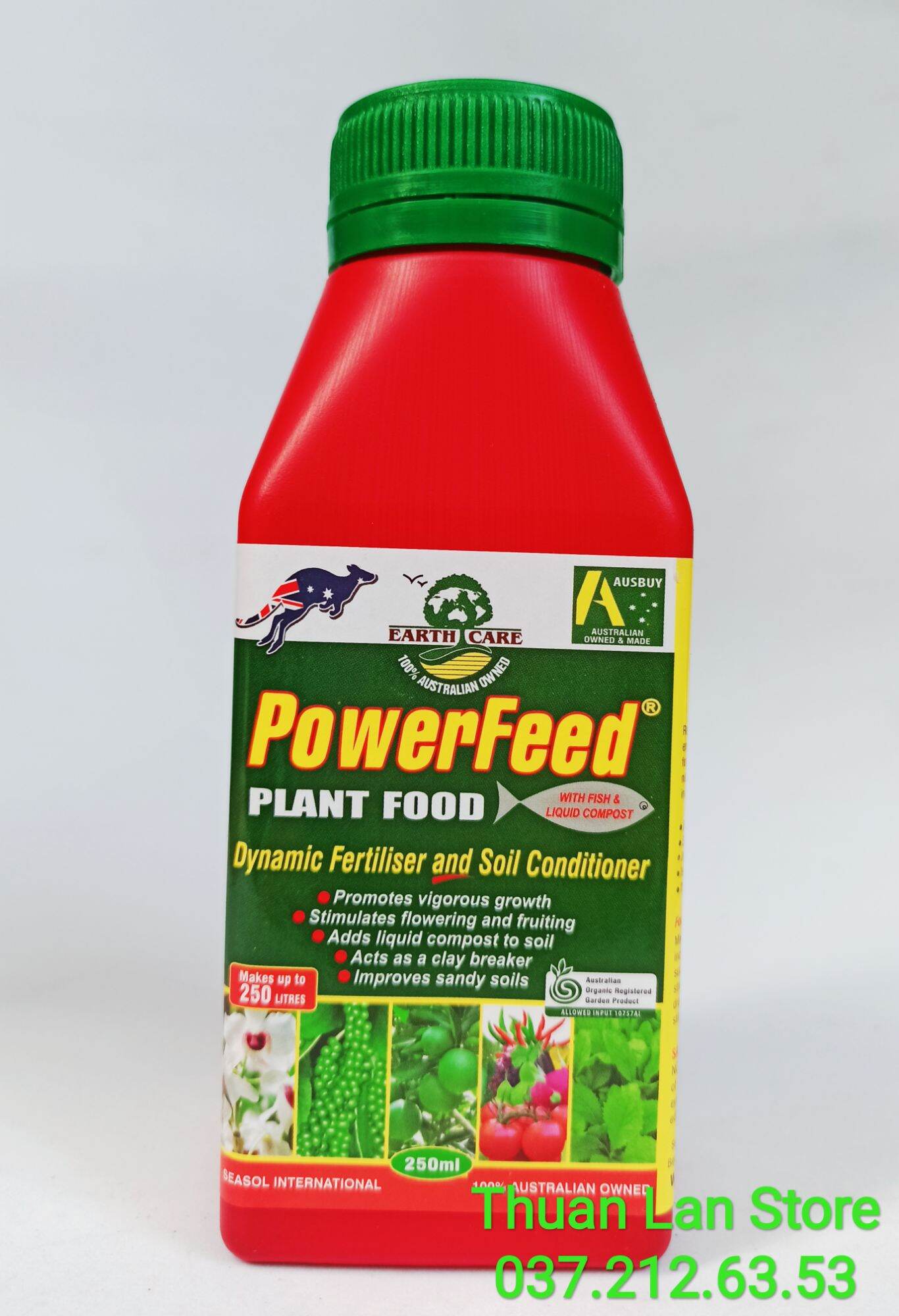 Phân cá không hôi úc powerfeed - mập mầm, to hoa, dày cánh chai 250ml