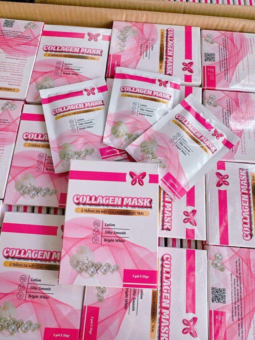 Ủ trắng face collagen ngọc trai myô hộp 3 gói
