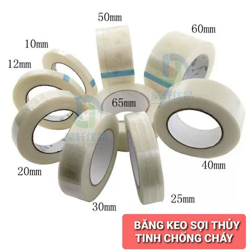 Băng keo sợi thủy tinh 50 mét Băng keo chống cháy nổ