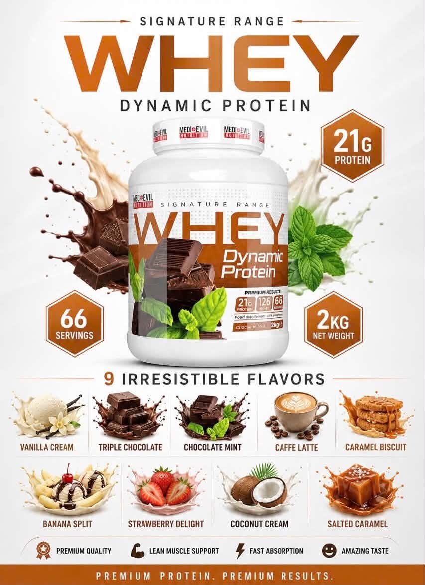 Bột đạm hấp thu nhanh MediEvil WHEY Protein Blend (2kg) 66 serving - Hỗ trợ tập luyện thể thao thể hình.