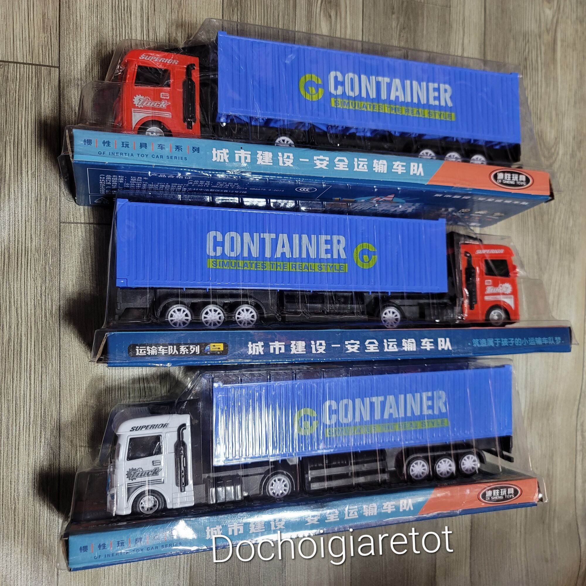 Đồ chơi xe tải container đông lạnh có trớn cho bé 30cm (ảnh thật)