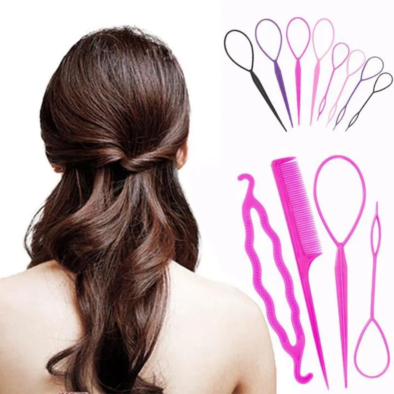 Bộ dụng cụ làm tóc 4 món chuyên dụng cho phái đẹp, tạo kiểu tóc, tạo mẫu tóc