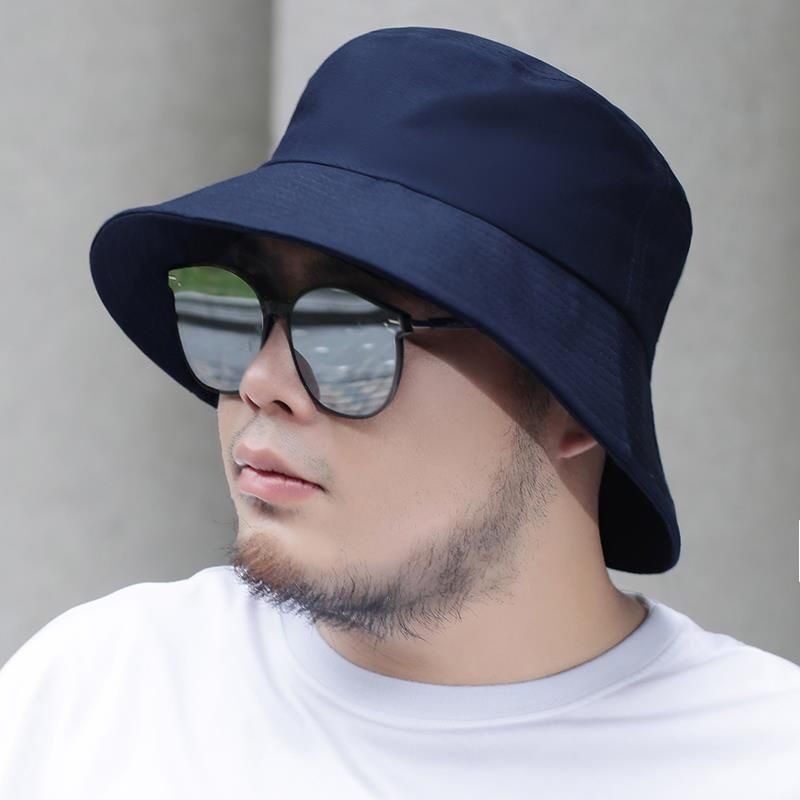 Bucket Hat Big Head Circumference Large Hat Men's Summer Solid Color Light Board Large Size plus Size Big Face Big Fat Sun Hat