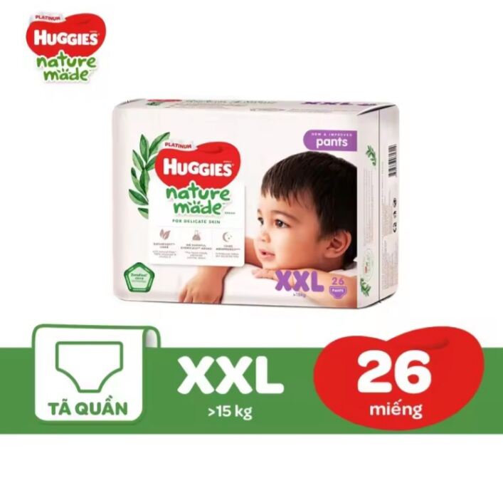 TẢ QUẦN HUGGIES NATURE MADE XXL26 MIẾNG