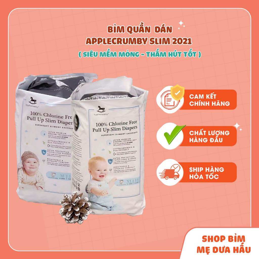 BỈM TÃ QUẦN APPLECRUMBY SLIM CAO CẤP KHÔNG CHẤT TẨY TRẮNG MEDUAHAUBIMSUA