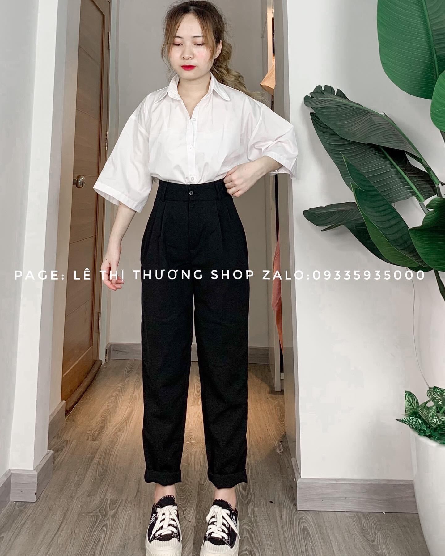 Set Baggy Tây + Sơ mi tay lỡ 1 túi