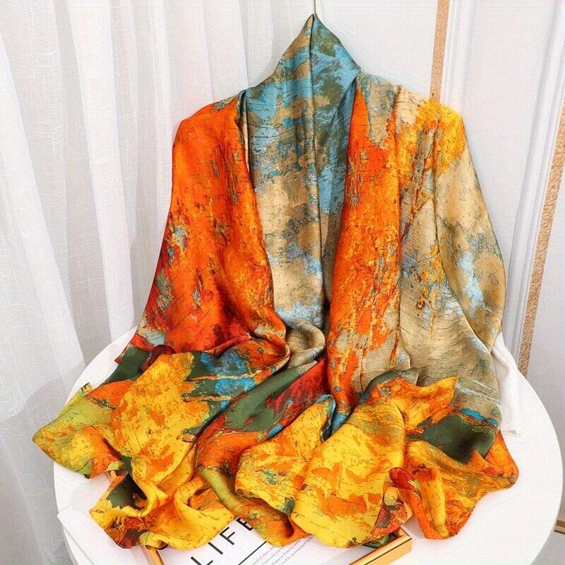 Tensili thổ cẩm satin khăn choàng nữ in hình thời trang khăn choàng lụa mùa hè chống nắng cao cấp pashmina 180x90cm