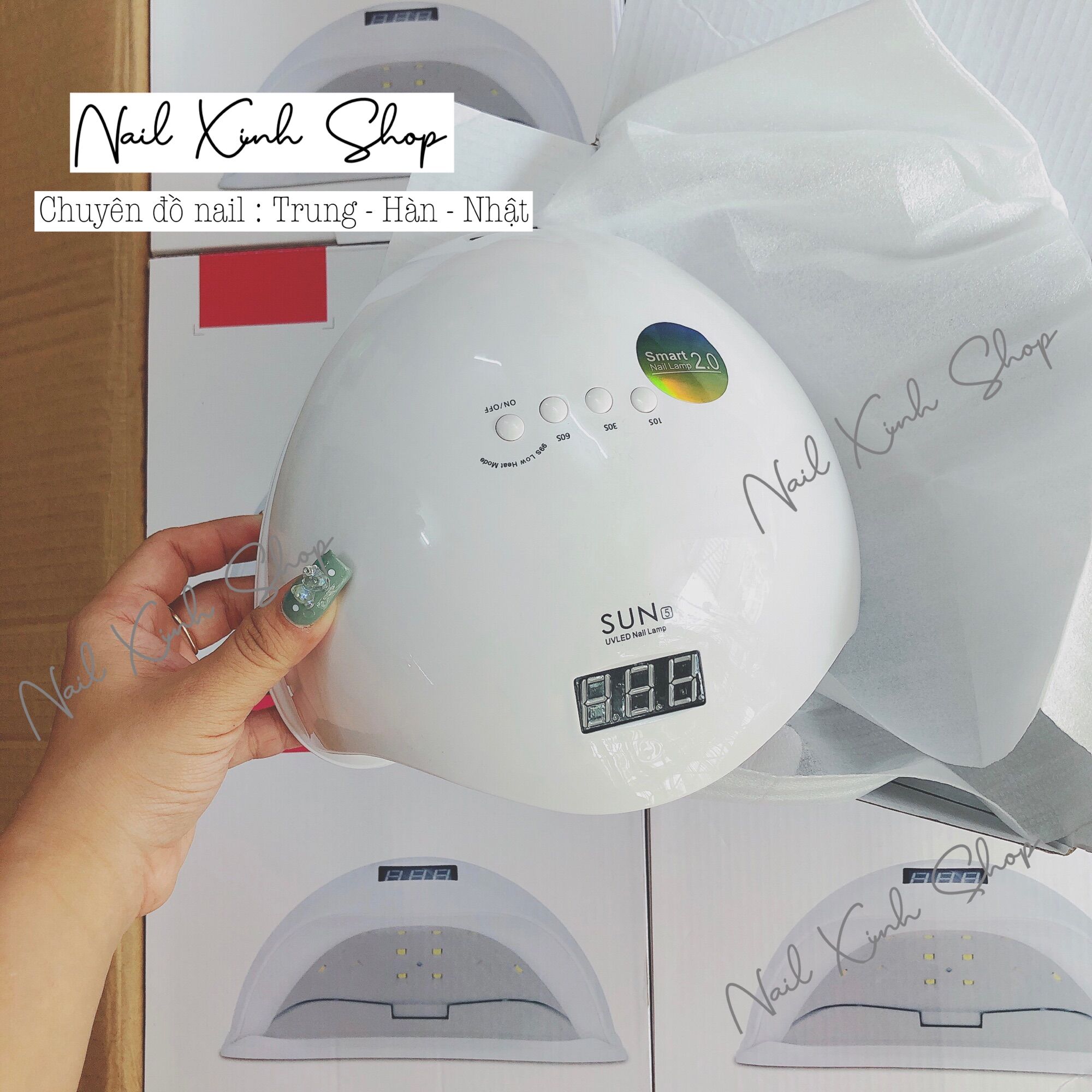 Máy hơ gel sun 5 uv/led tem xanh 48w 24 bóng đèn - máy hơ mini dành cho học viên thực hành