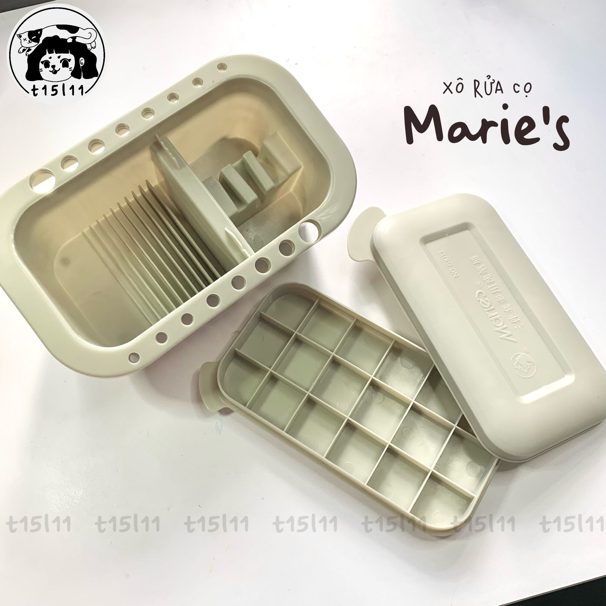 [t15l11] Xô Khay rửa cọ vẽ Marie’s đa năng
