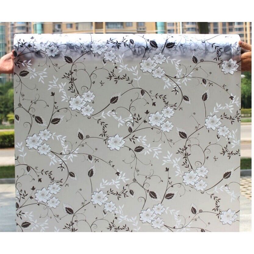 [Combo 5md *khổ 90cm] Tấm phim giấy dán kính cửa sổ hoa leo trắng keo sẵn bóc dán
