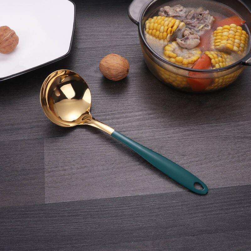 Muôi Canh Thép Không Gỉ Muôi Có Lỗ Muôi Canh Dụng Cụ Nhà Bếp Nổi Tiếng Trên Mạng Cán Rộng Muôi Canh Muỗng Lẩu Thân Trơn Chịu Nhiệt Cao