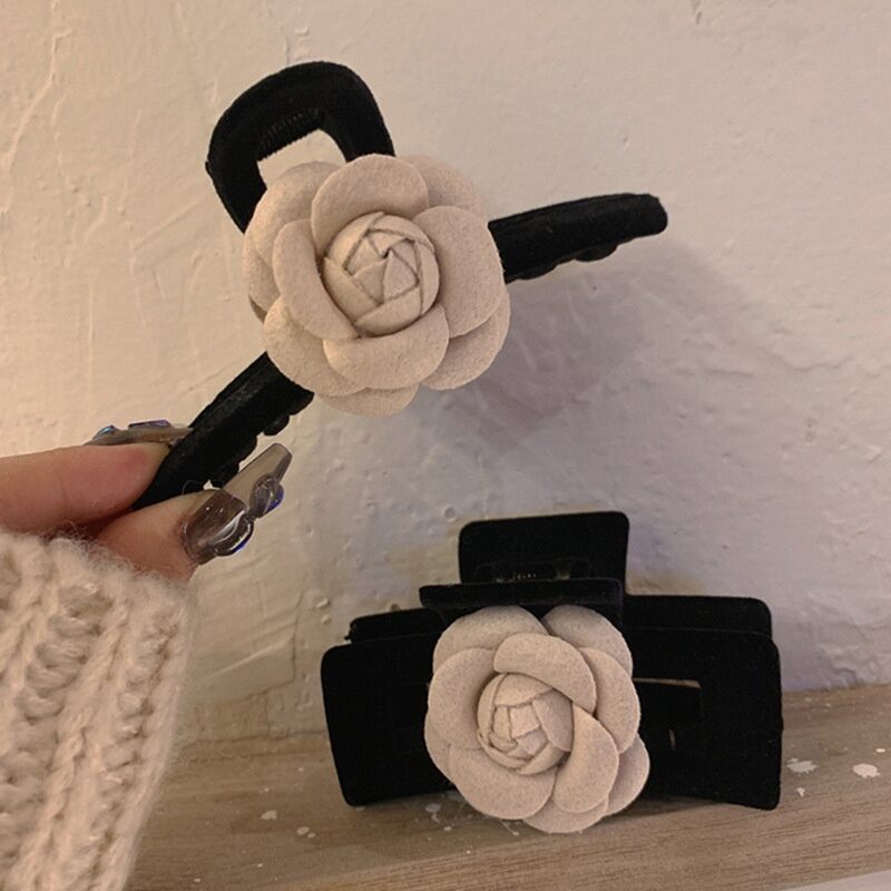 Set 2 Kẹp tóc hoa trà 🌸 Kẹp tóc Hàn Quốc Lụa - Kẹp càng cua hoa lụa thanh lịch