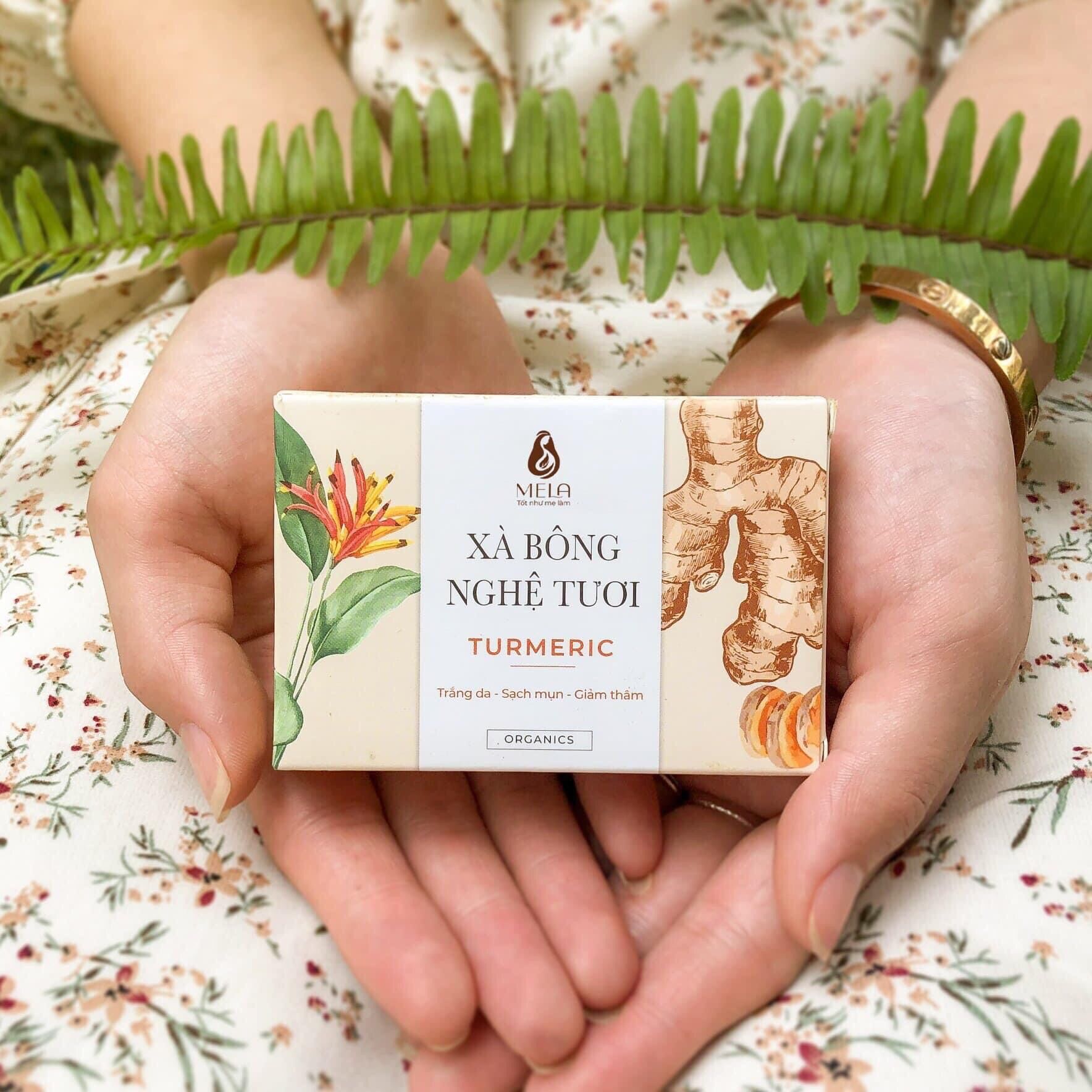 Xà Bông Nghệ Tươi MeLa - Natural Organic Soap tặng túi lưới