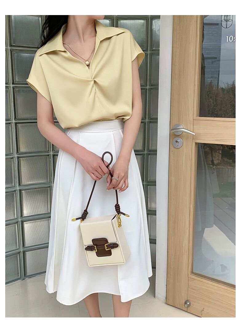 Áo xoắn ngực cổ sơ mi nhiều màu
