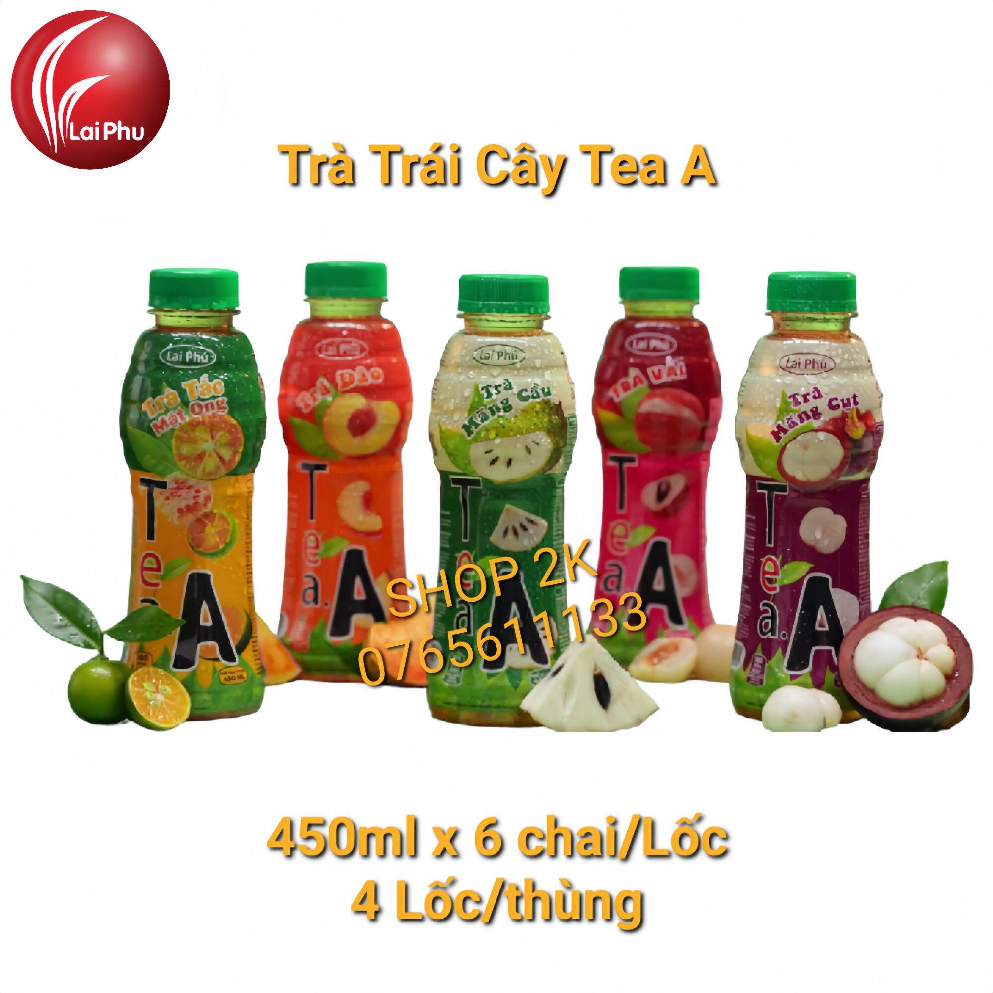 Lốc 6 chai 450ml trà trái cây tea a lai phú