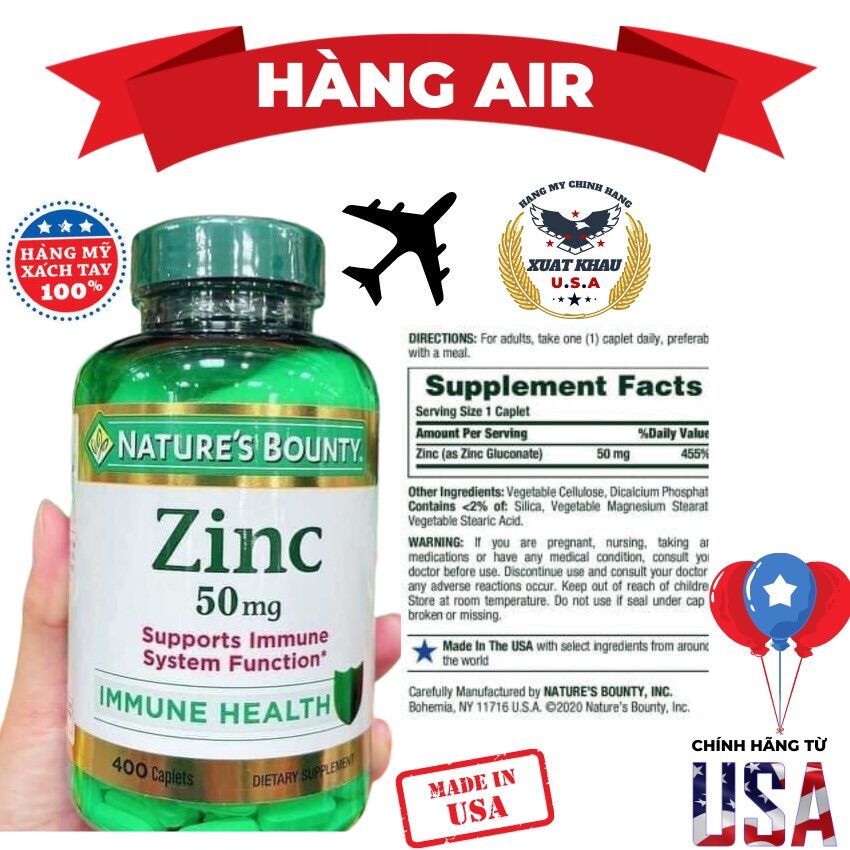 #𝐙𝐢𝐧𝐜 𝐛𝐨̂̉ 𝐬𝐮𝐧𝐠 𝐤𝐞̃𝐦 𝐍𝐚𝐭𝐮𝐫𝐞’𝐬 𝐁𝐨𝐮𝐧𝐭𝐲 𝐙𝐢𝐧𝐜 𝟓𝟎𝐦𝐠 nhập mỹ hộp 400 viên
