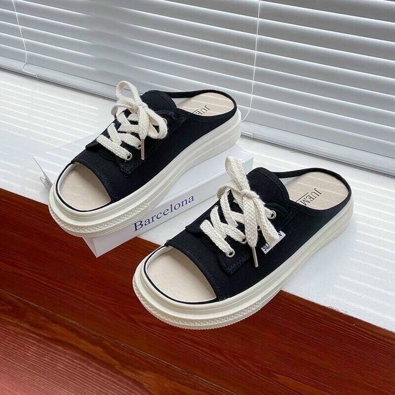 Sục slip on hở mũi giày sục giày lười sneaker đế bằng kiểu dáng uzzang mới nhất 2022