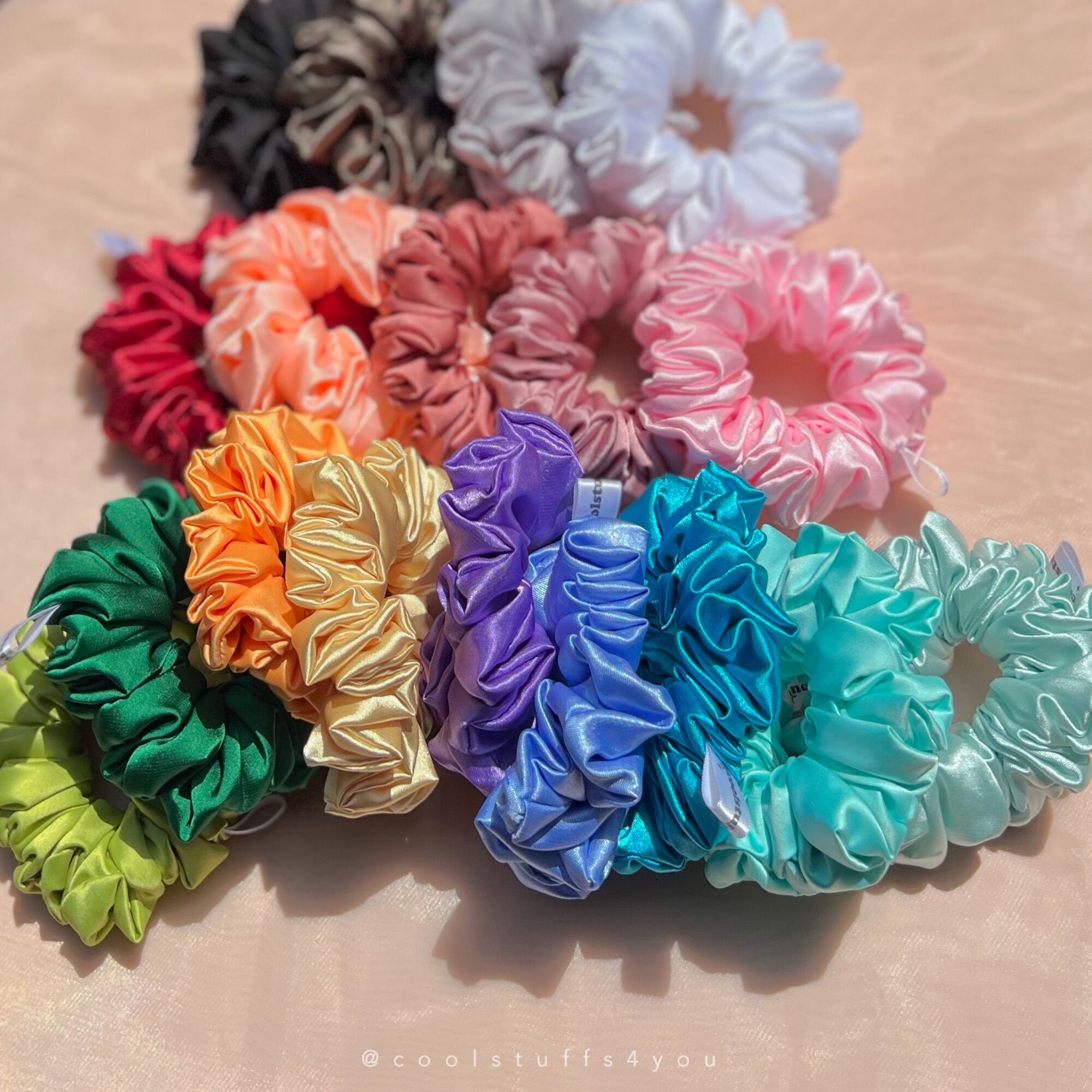Buộc Tóc Scrunchies Lụa Minisize Vải Mịn {Bảng Màu Minisize Lụa}