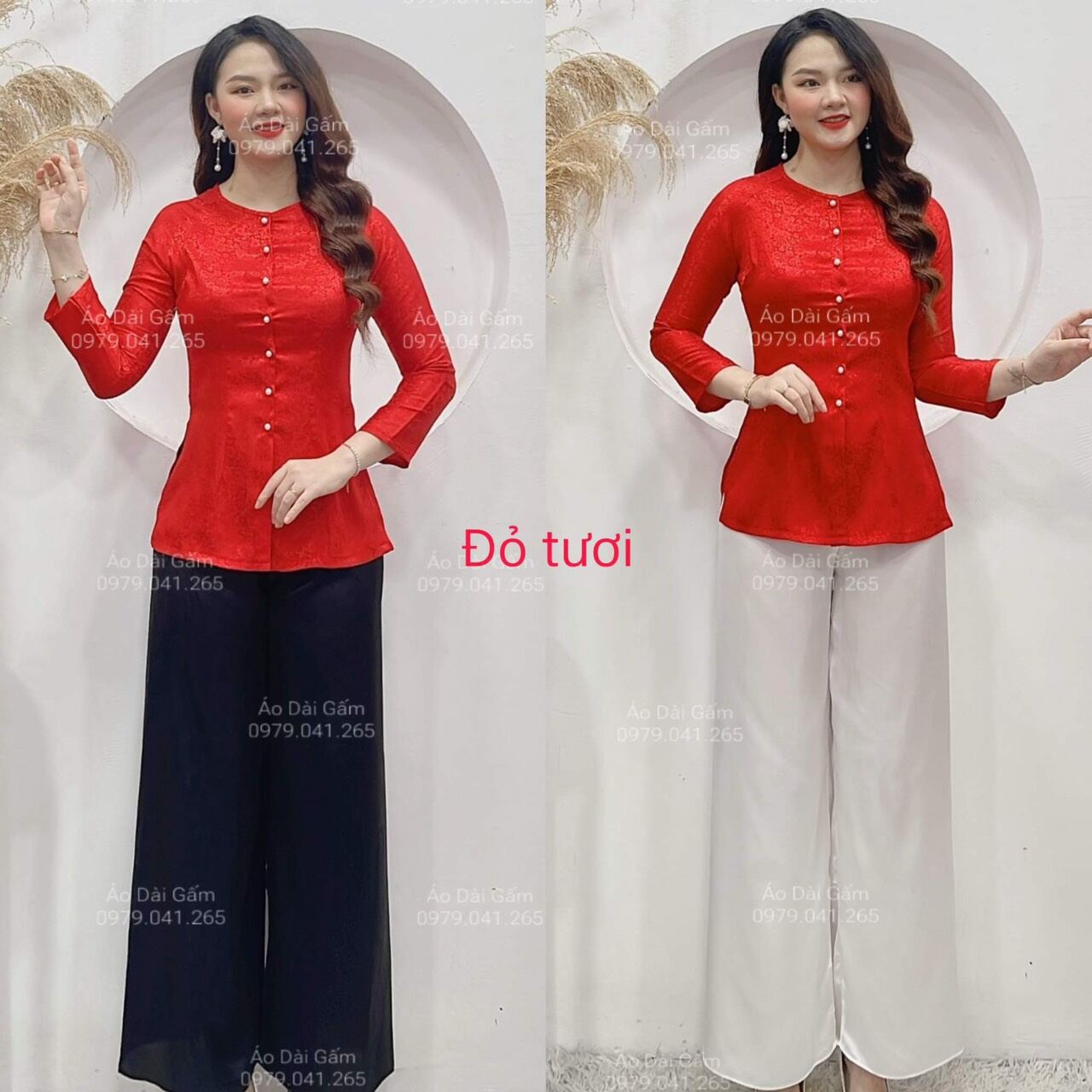 Bộ bà ba gấm lụa cổ tim 56-70kg