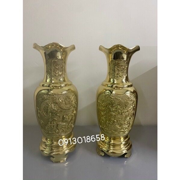 Lọ hoa đồng bình bông dáng lộc bình đúc hoạ tiết tứ linh Long ly quy phượng lọ hoa đồng