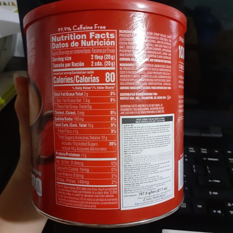 Bột cacao sữa nestle Hót Cocao mix lon giấy 787gr