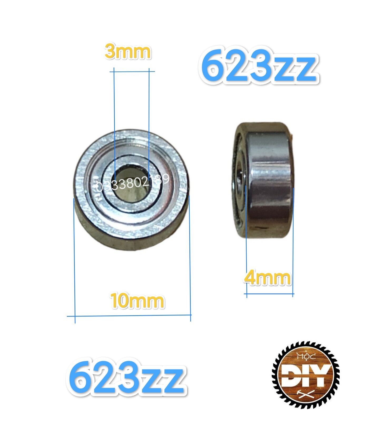 Vòng bi 623zz/ bạc đạn 623, 3x10x4mm