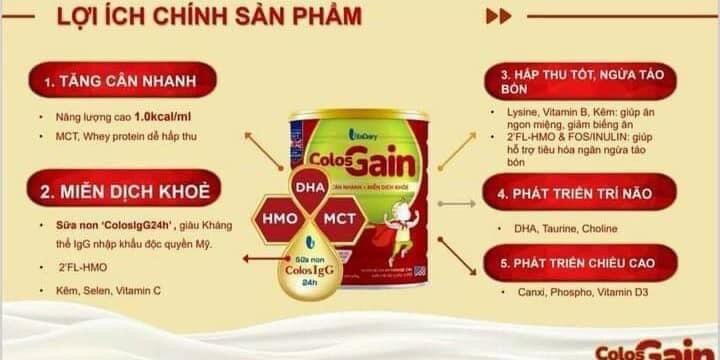 [TRỢ GIÁ] Sữa bột Colos Gain 1+ 800g