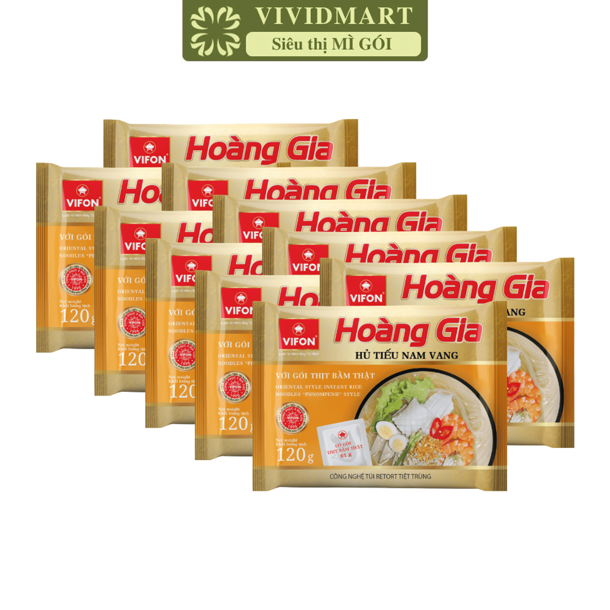 [SET 10 GÓI] - VIFON - Hủ tiếu Hoàng Gia hương vị Hủ Tiếu Nam Vang (có thịt thật) (120g/gói) - Hủ Tiếu gói Vifon, Hủ Tiếu Hoàng Gia