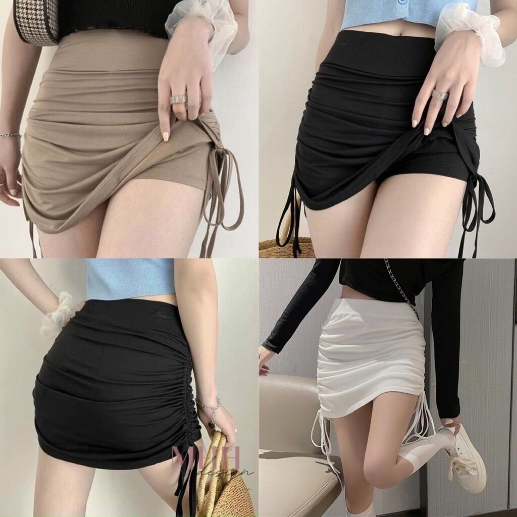 Chân váy rút dây ngắn kèm quần trong