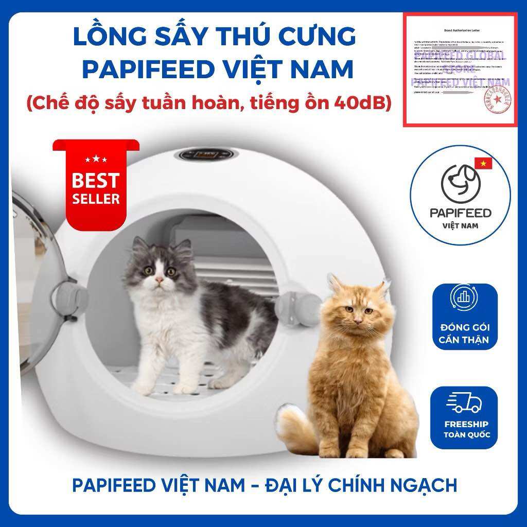  Máy sấy lông mèo Lồng sấy mèo tự động Papifeed hạn chế nấm rận Hộp sấy tuần hoàn cho chó mèo an toàn cho thú cưng 