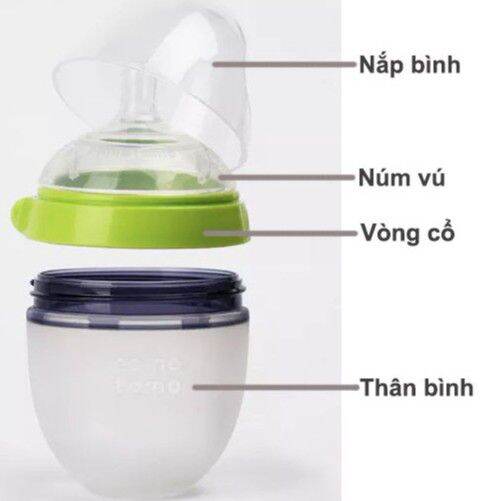 Nắp -cổ - thân- bình - núm ti- tay cầm - van chống sặc bình sữa comotomo lắp vừa 150ml/250ml