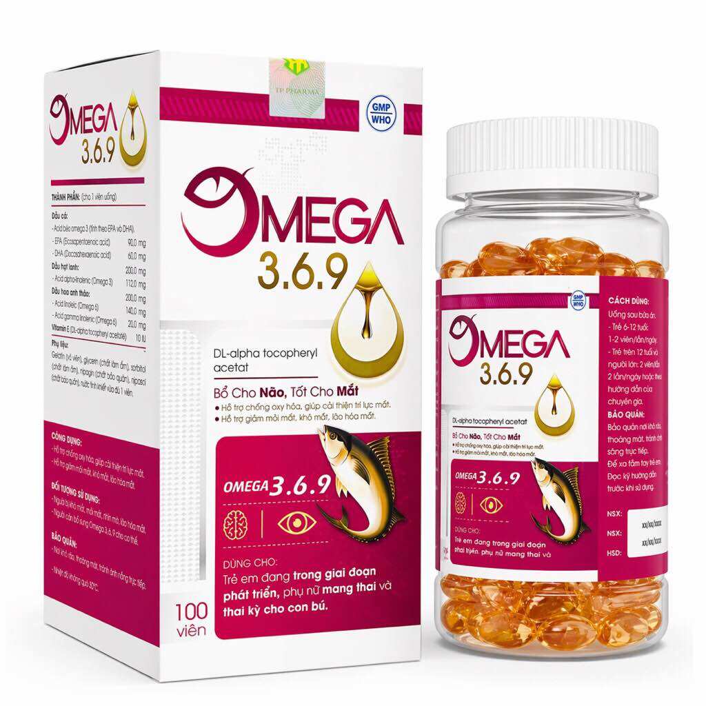 Viên uống OMEGA 3.6.9 (Chai 100 viên) Giảm tình trạng mỏi mắt, khô mắt, mờ mắt và hạn chế lão hóa mắt.