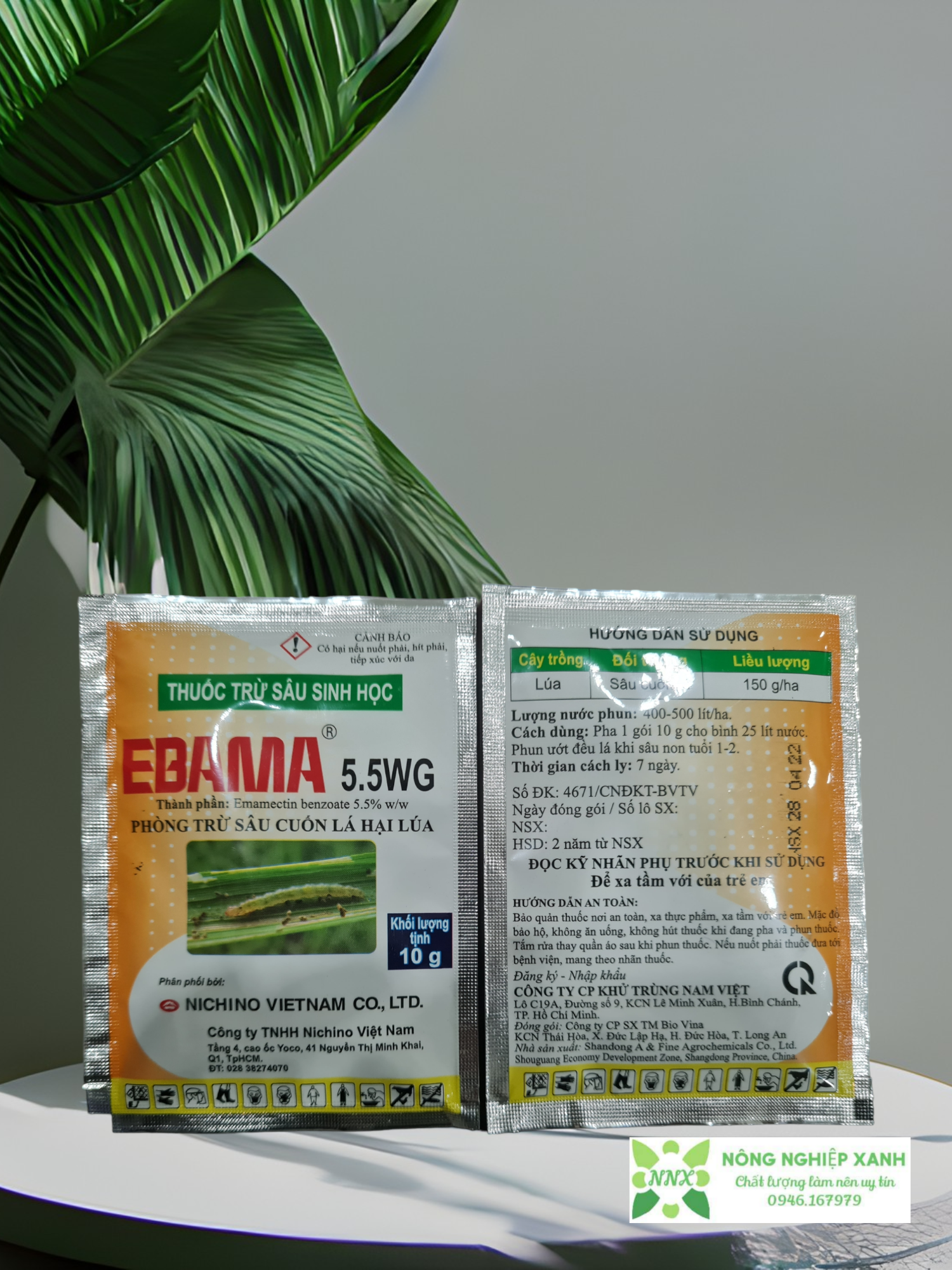 Thuốc trừ sâu sinh học ebama 5.5wg 10gr - phòng trừ sâu cuốn lá