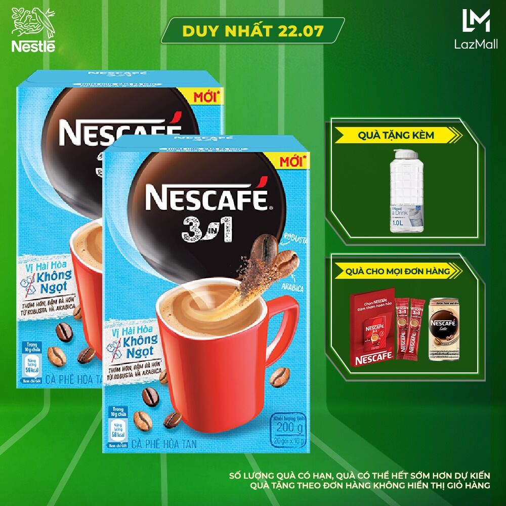 Combo 2 hộp cà phê hoà tan nescafé® 3in1 vị hài hoà không ngọt - công thức cải tiến