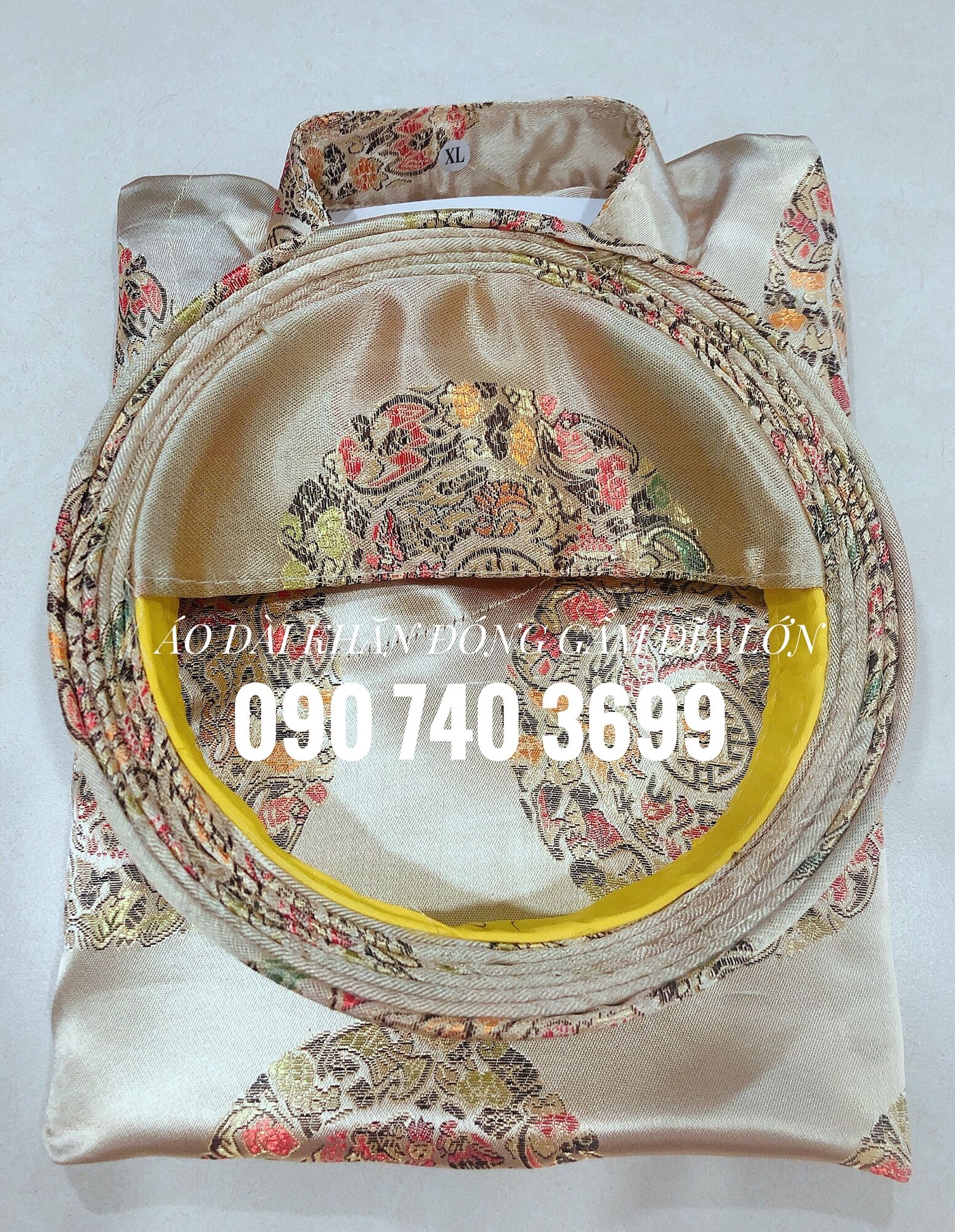 Áo Dài Khăn Đóng Gấm Đĩa Lớn (Link này gồm Áo và Khăn Đóng, chưa có Quần) em