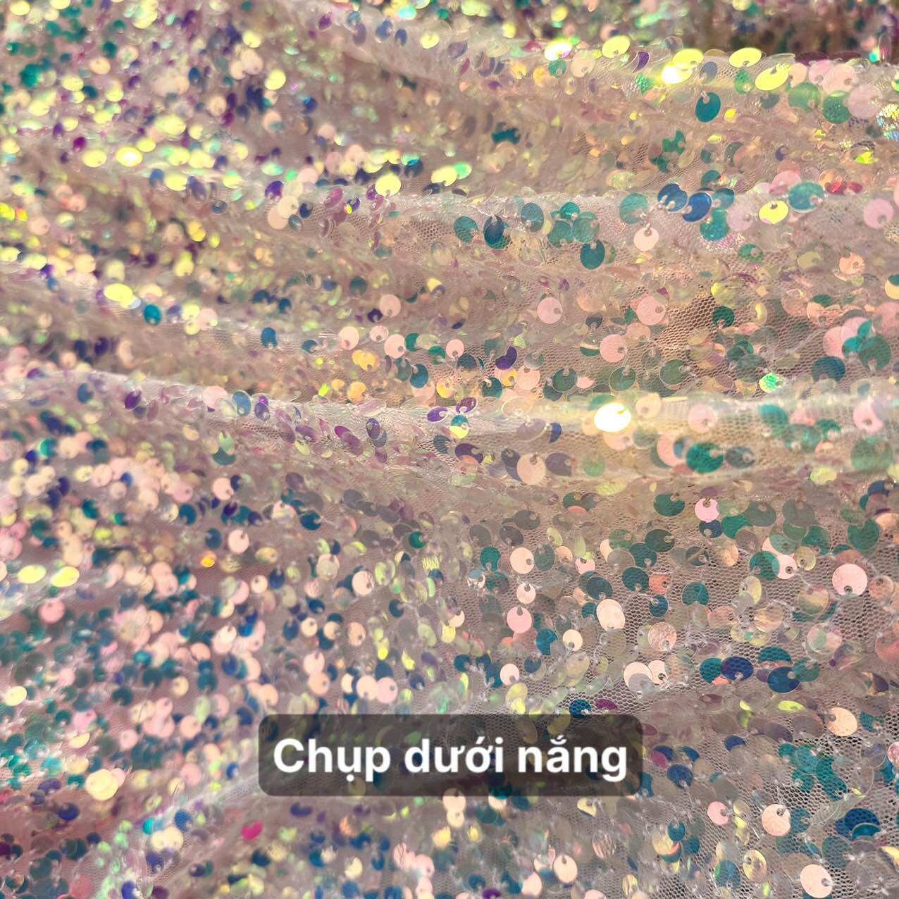 1M Vải Lưới Kim Sa Lấp Lánh Hạt Nhỏ 6mm