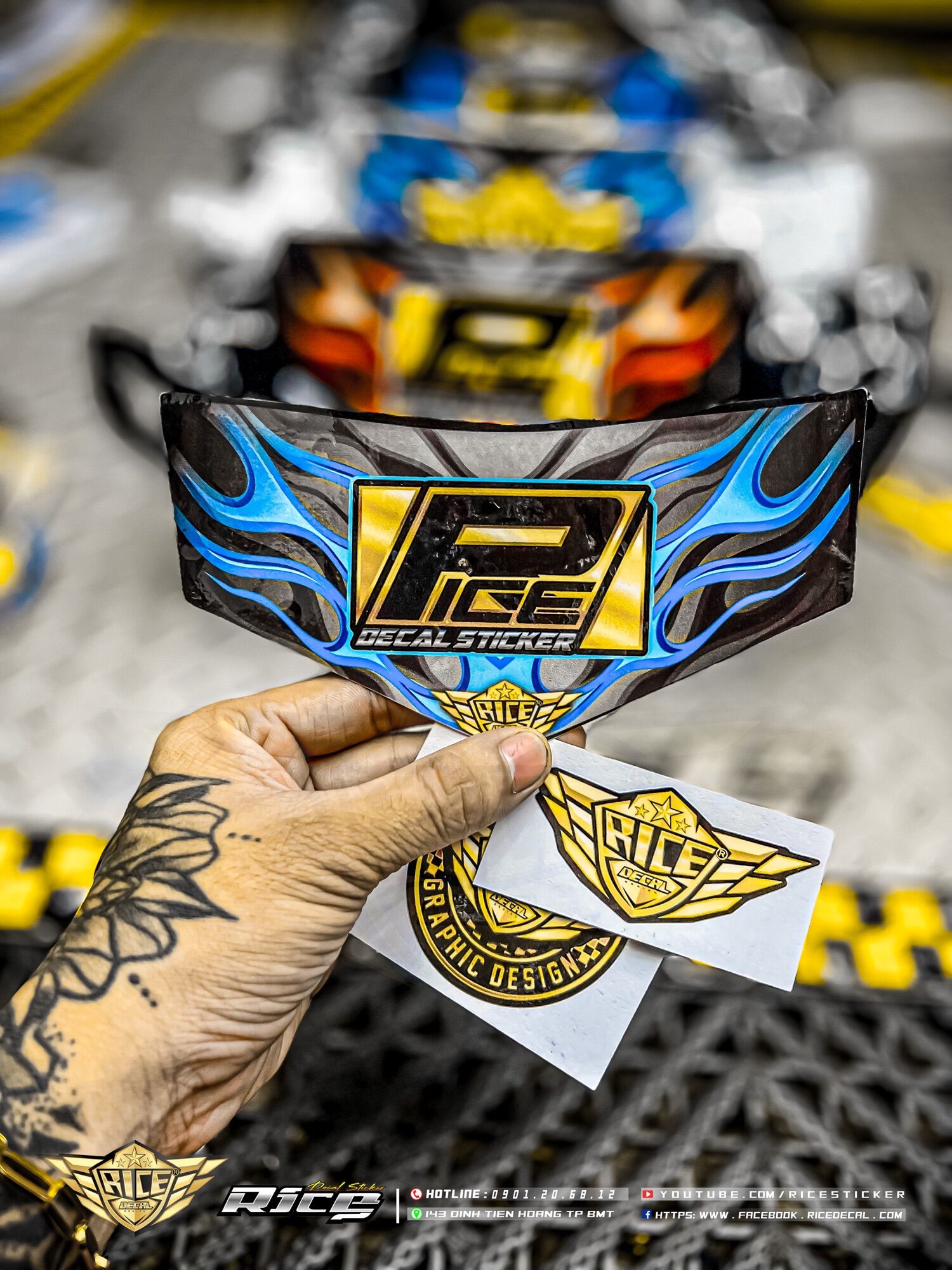 Tem đầu đen lửa ricedecal®️