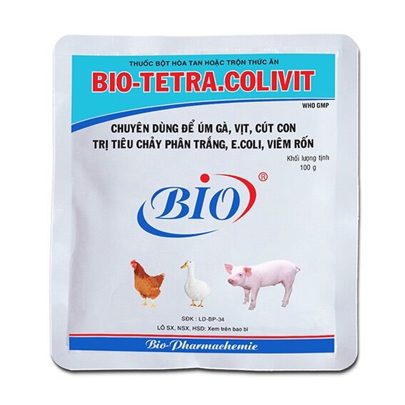 Bio Tetra.Colivit chuyên dùng úm Gà, Vịt, Cút con tri tiêu chảy, viêm rốn.