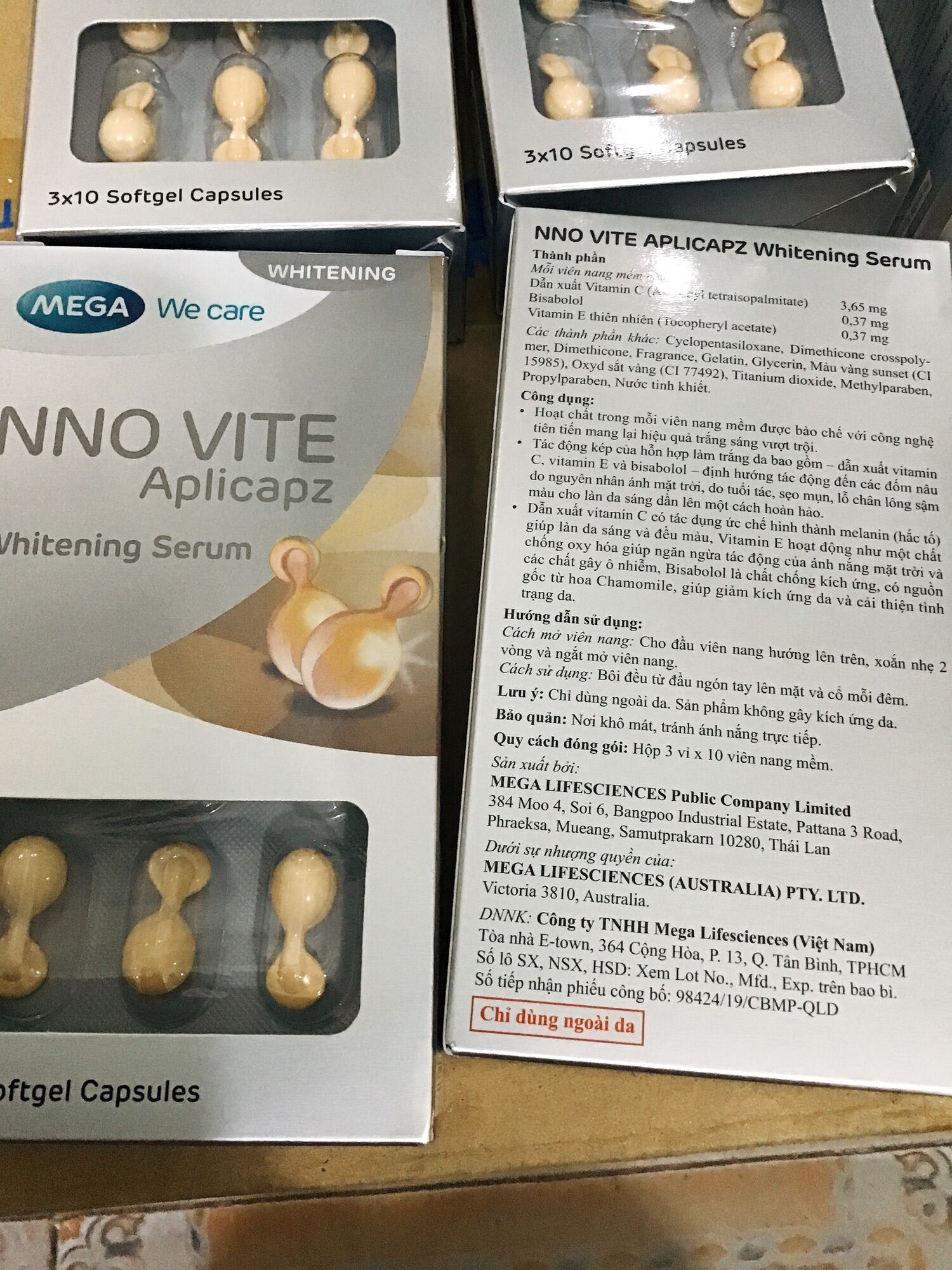 NNO VITE VIÊN SERUM DƯỠNG TRẮNG DA VITAMIN E