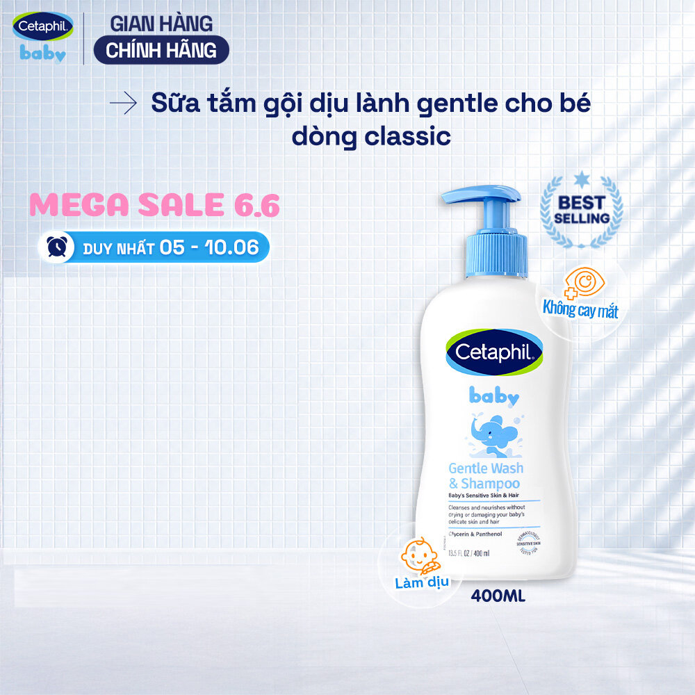 Sữa tắm gội dịu lành cho bé CETAPHIL BABY GENTLE WASH  SHAMPOO 400ML